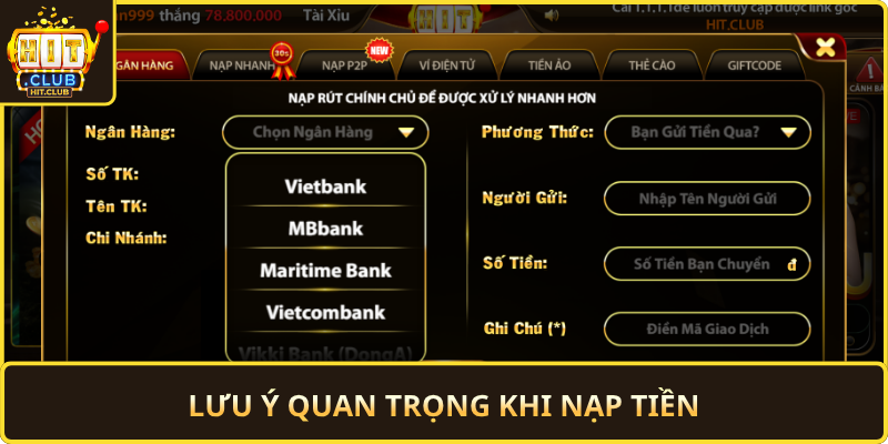 Luu Y Quan Trong Khi Nap Tien